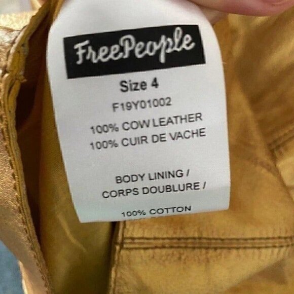 free people leather sleeveless goldie mini dress size 4 NWT gold - Picture 4 of 11